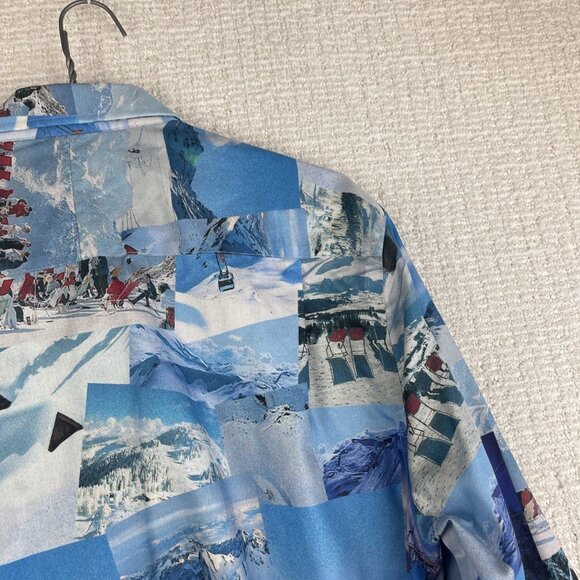 Y2K VTG Le 31 All Over Print Snow Mountain Ski Resort Retro Shirt Mens L Blue - Picture 15 of 16